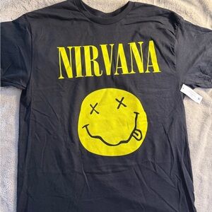 Nirvana Black Graphic Tee Smiley Face Logo (Large) NWT